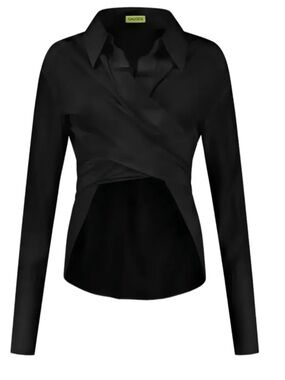 GAUGE81 Black Wrap-Front silk blouse